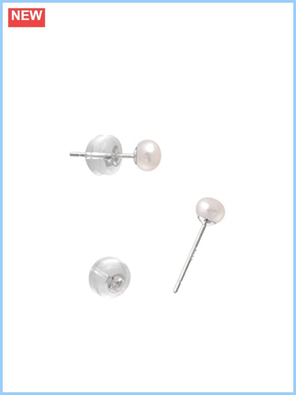 Sterling Silver Freshwater Pearl Button Stud Earrings Hypoallergenic